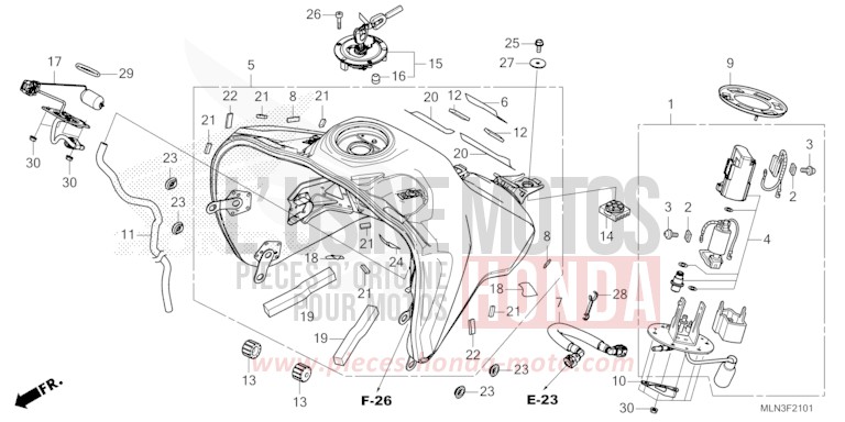 RESERVOIR A CARBURANT/POMPE A CARBURANT (2) de Africa Twin PEARL GLARE WHITE (NHB53) 2024